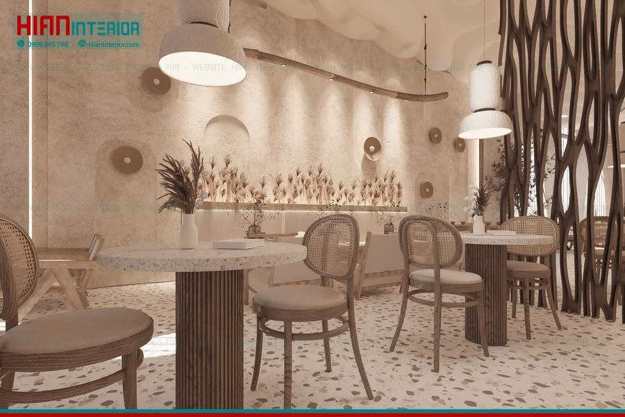 Nội Thất Quán Cafe Địa Trung Hải Xanh Mát
