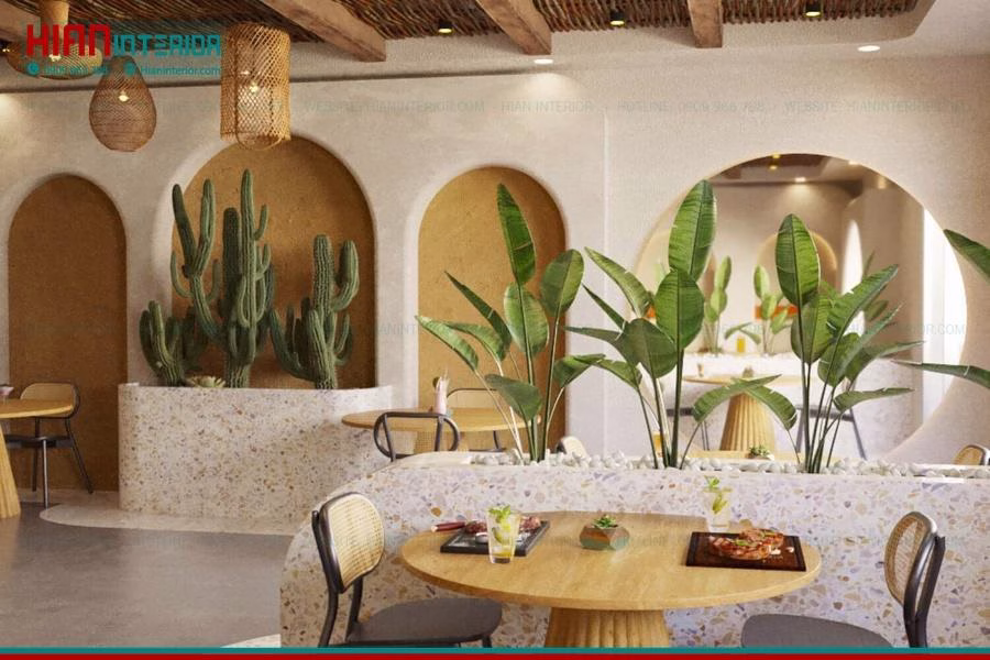 Thi Công Quán Cafe Địa Trung Hải Cao Cấp
