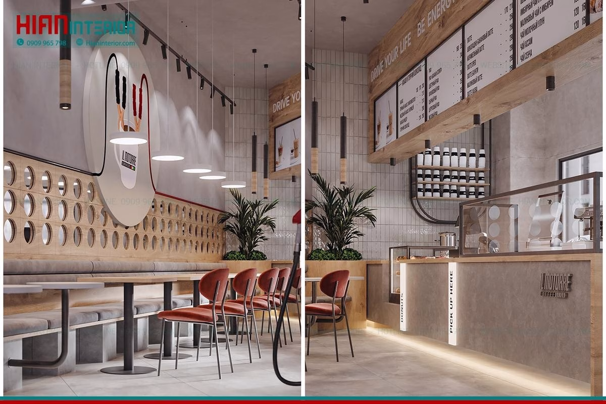Nội Thất Cafe Hiện Đại Phong Cách Industrial