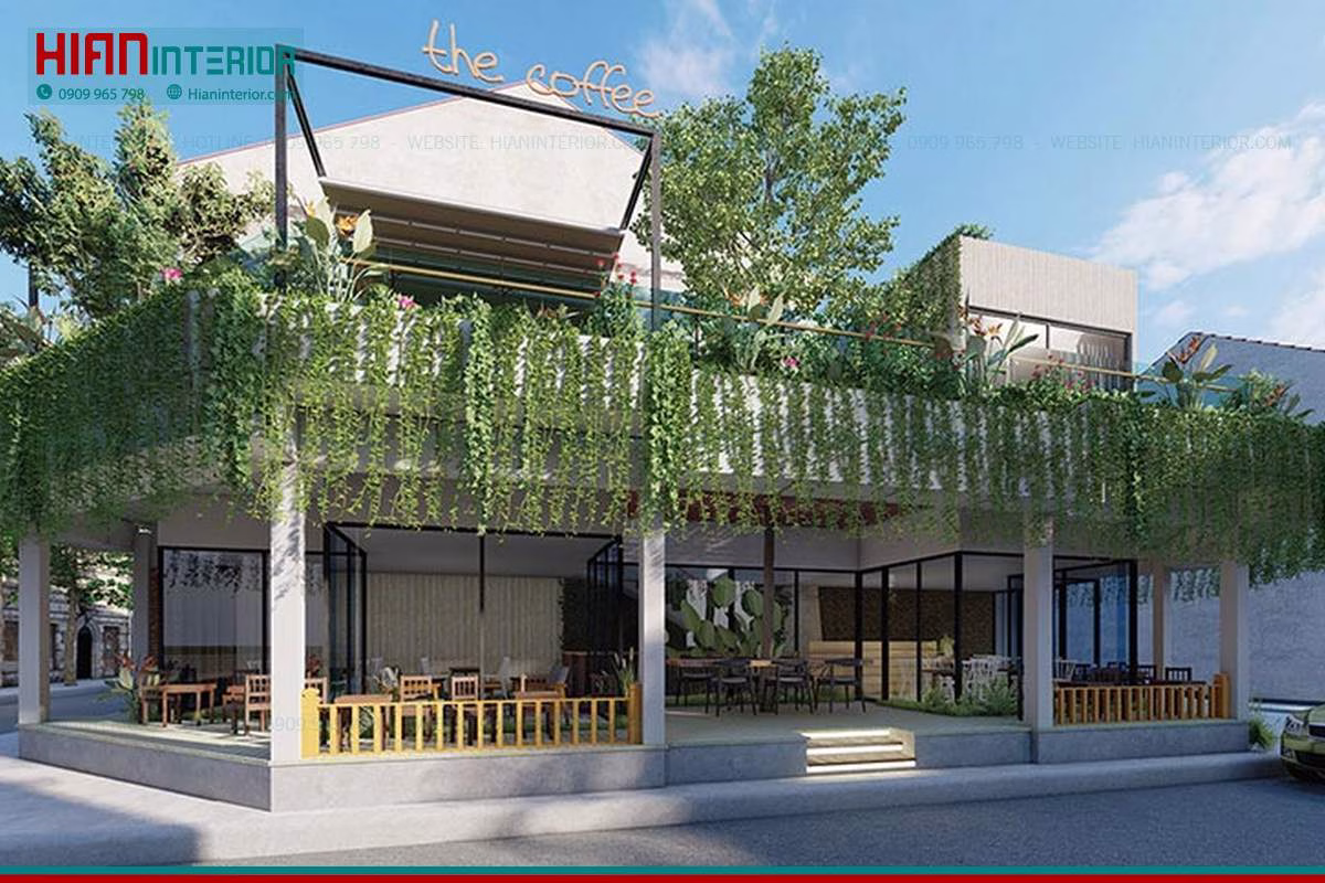 Nội Thất Cafe Sân Vườn Gần Gũi