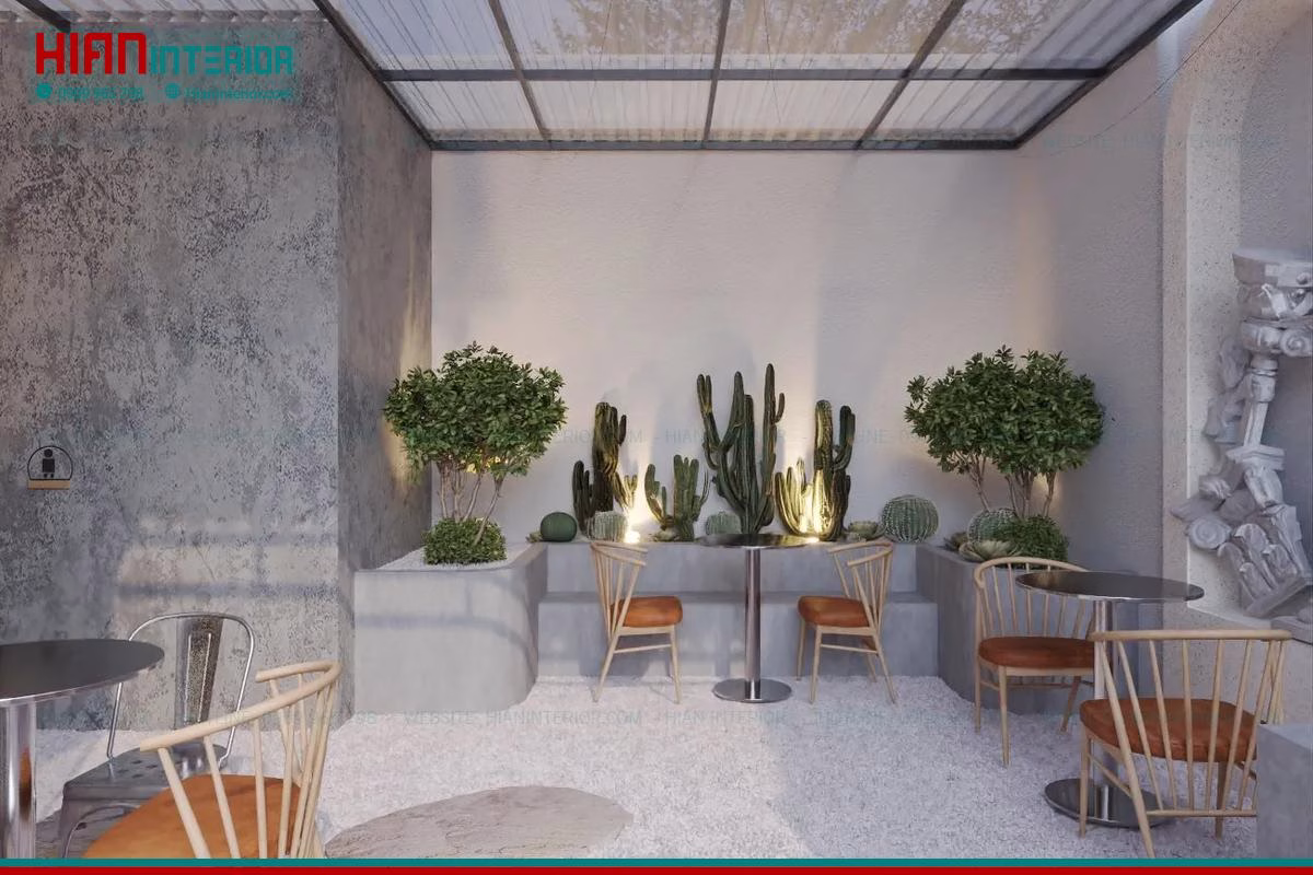 Thiết Kế Quán Cafe Sân Vườn Ấn Tượng