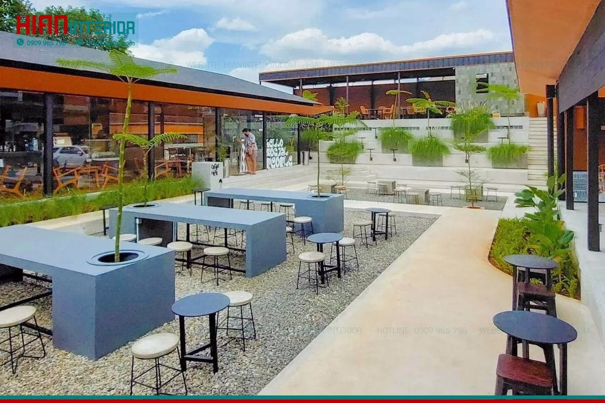 Thi Công Quán Cafe Sân Vườn Thoáng Đẹp