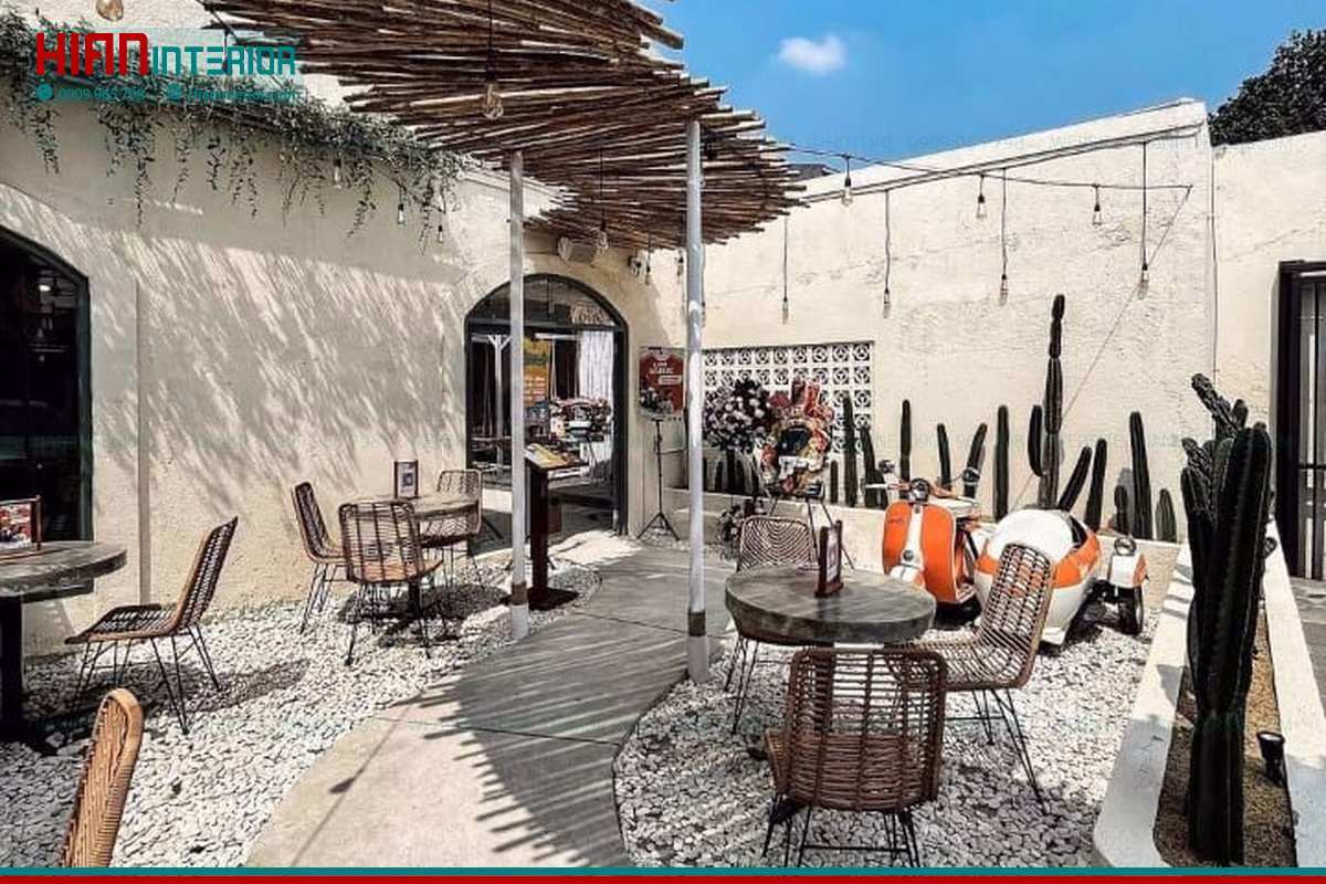 Nội Thất Cafe Sân Vườn Phong Cách Mộc