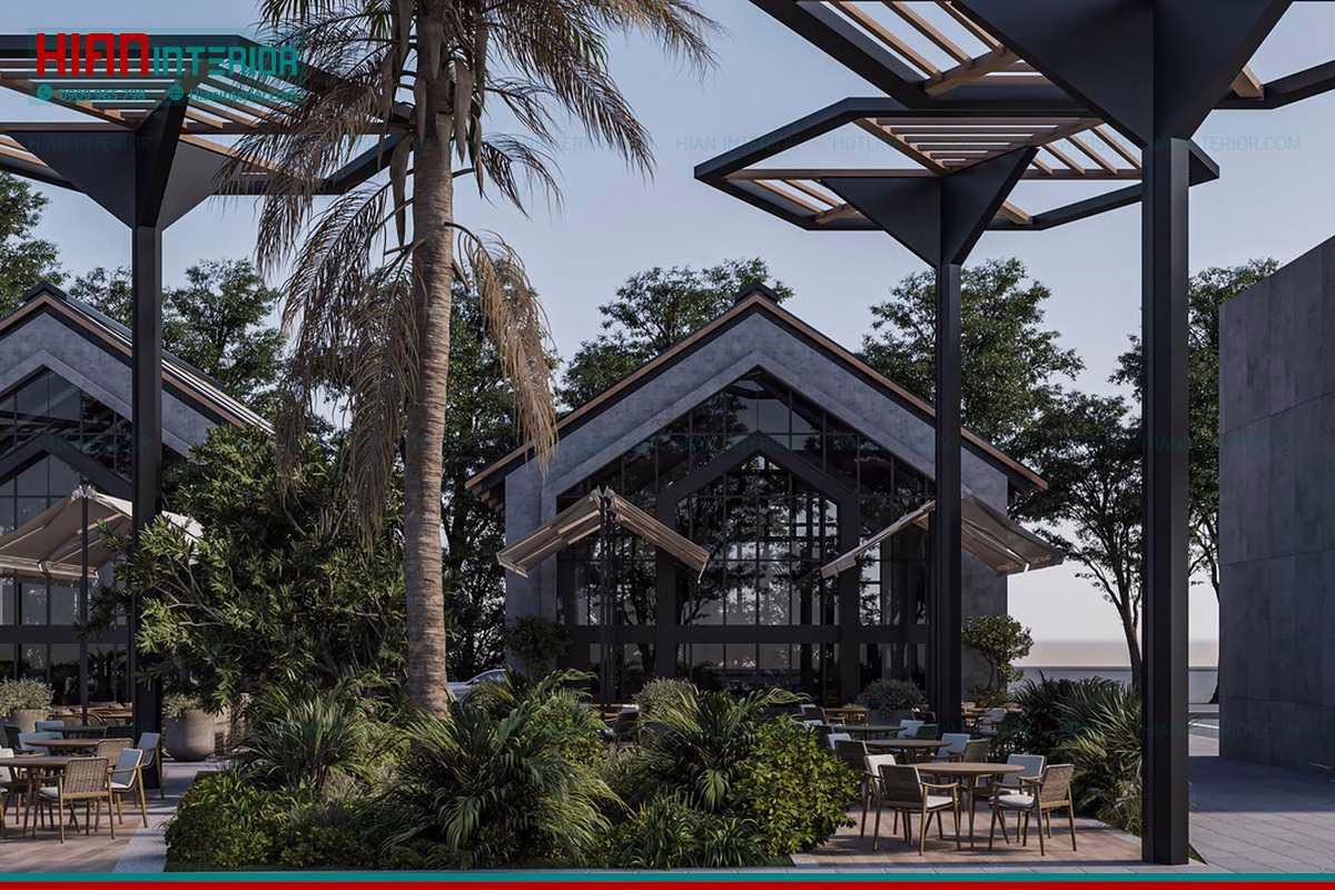 Thi Công Cafe Sân Vườn Phong Cách Industrial