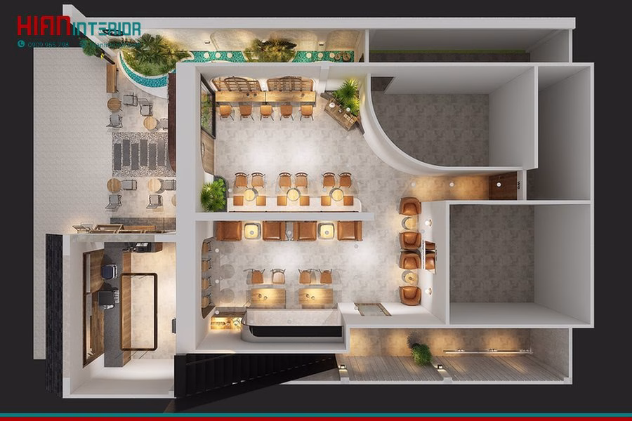 Mẫu Nội Thất Quán Cafe Tối Giản