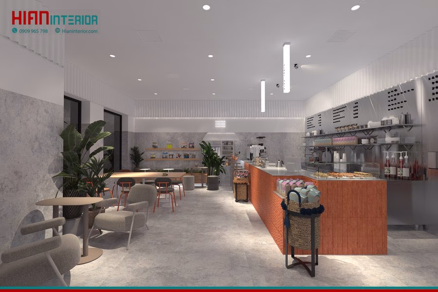Thi Công Trọn Gói Nội Thất Cafe Tối Giản